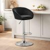 Set 2 scaune de bucatarie/bar, Artool, East, rotativ, catifea neagra, picior metal argintiu, 53x46x81-103 cm