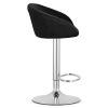 Set 2 scaune de bucatarie/bar, Artool, East, rotativ, catifea neagra, picior metal argintiu, 53x46x81-103 cm