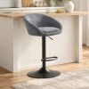 Set 2 scaune de bucatarie/bar, Artool, East, rotativ, catifea gri, picior metal negru, 53x46x81-103 cm