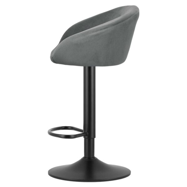 Set 2 scaune de bucatarie/bar, Artool, East, rotativ, catifea gri, picior metal negru, 53x46x81-103 cm