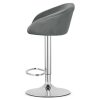 Set 2 scaune de bucatarie/bar, Artool, East, rotativ, catifea gri, picior metal argintiu, 53x46x81-103 cm