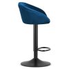 Set 2 scaune de bucatarie/bar, Artool, East, rotativ, catifea bleumarin, picior metal negru, 53x46x81-103 cm