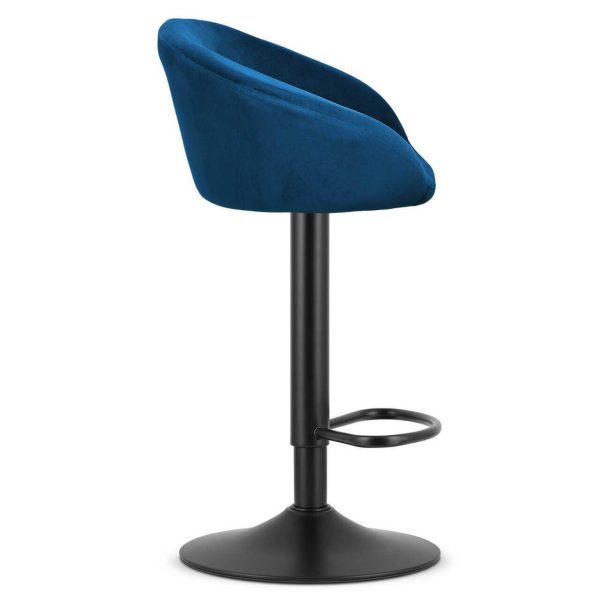 Set 2 scaune de bucatarie/bar, Artool, East, rotativ, catifea bleumarin, picior metal negru, 53x46x81-103 cm
