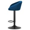 Set 2 scaune de bucatarie/bar, Artool, East, rotativ, catifea bleumarin, picior metal negru, 53x46x81-103 cm