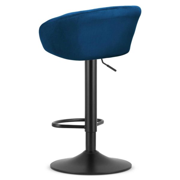 Set 2 scaune de bucatarie/bar, Artool, East, rotativ, catifea bleumarin, picior metal negru, 53x46x81-103 cm