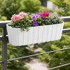 Set 4 jardiniere decorative cu suport de plastic, alb, 4.9 L, 38.3×21.2×13 cm, Boardee Hook
