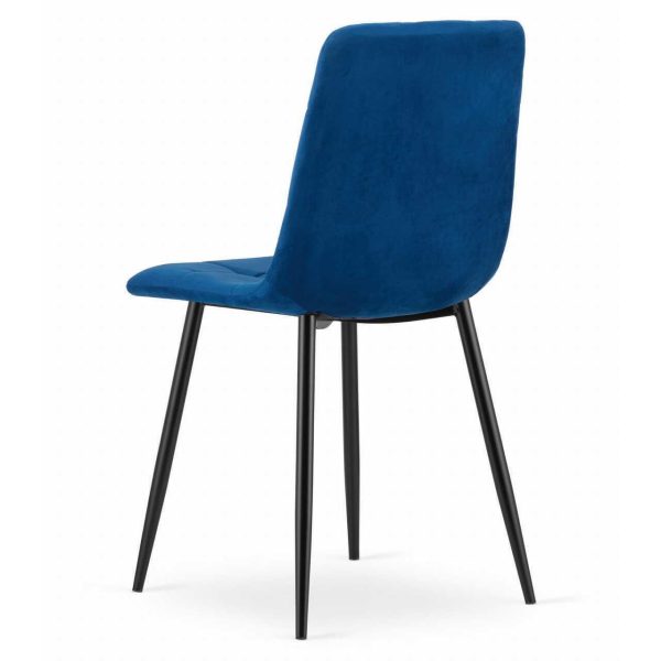 Set 4 scaune bucatarie/living, Artool, Kara, catifea bleumarin, picioare metal negru, 44.5×50.5×87 cm
