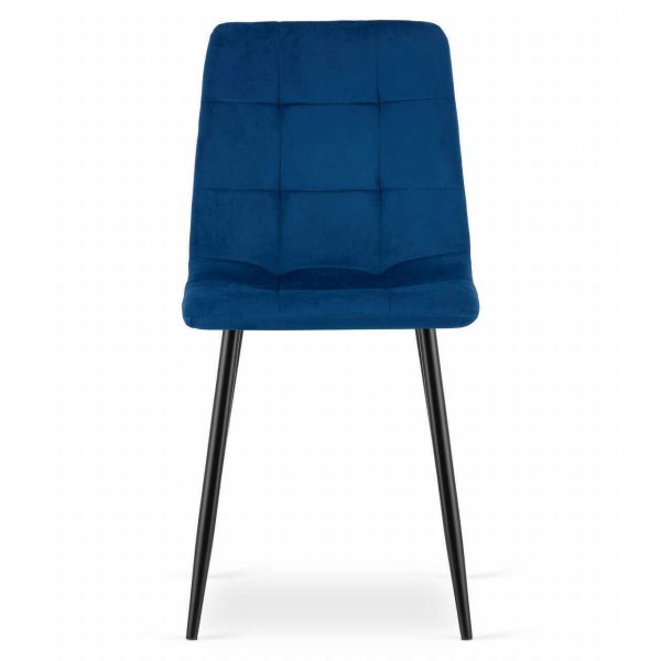 Set 4 scaune bucatarie/living, Artool, Kara, catifea bleumarin, picioare metal negru, 44.5×50.5×87 cm