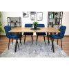 Set 4 scaune bucatarie/living, Artool, Kara, catifea bleumarin, picioare metal negru, 44.5×50.5×87 cm