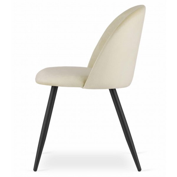 Set 4 scaune bucatarie/living, Artool, Bello, catifea bej, picioare metal negru, 46x42.5x76.5 cm