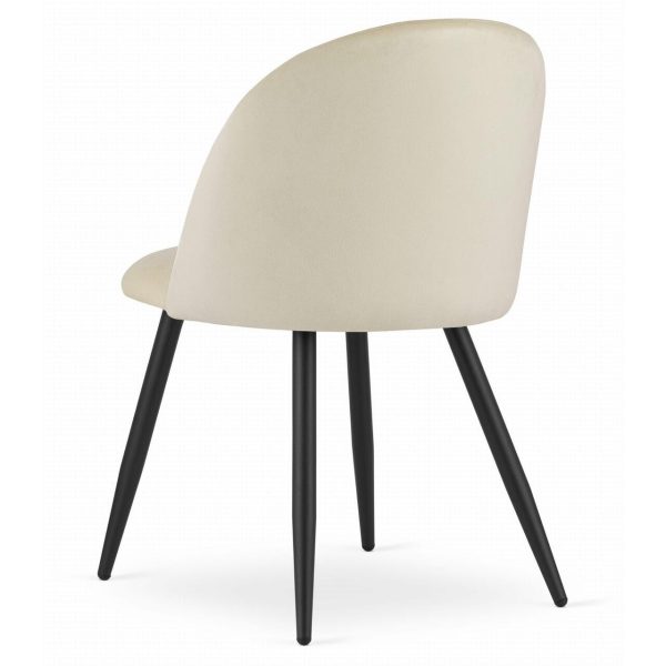 Set 4 scaune bucatarie/living, Artool, Bello, catifea bej, picioare metal negru, 46×42.5×76.5 cm
