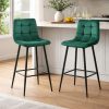 Scaun de bucatarie/bar, Artool, Arceto, catifea verde, picioare metal negru, 43.5×32.5×104 cm