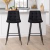 Scaun de bucatarie/bar, Artool, Arceto, catifea neagra, picioare metal negru, 43.5×32.5×104 cm