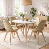 Scaun bucatarie/living, Artool, Mark, PP bej, picioare lemn natur, 49x52x82 cm