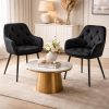 Scaun stil fotoliu bucatarie/living, Artool, York, catifea neagra, picioare metal negru, 56x62x83.5 cm