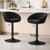 Scaun de bucatarie/bar, Artool, East, rotativ, catifea neagra, picior metal negru, 53x46x81-103 cm