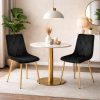 Scaun bucatarie/living, Artool, Libra, catifea neagra, picioare metal auriu, 45x54x86.5 cm