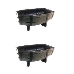 Set 2 ghivece pentru flori model butoi natural 41x29x19 cm