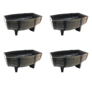 Set 4 ghivece pentru flori model butoi natural 41x29x19 cm