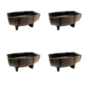 Set 4 ghivece pentru flori model butoi teak 41x29x19 cm