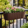 Set 4 jardiniere decorative cu suport de plastic, maro, 4.9 L, 38.3×21.2×13 cm, Boardee Hook