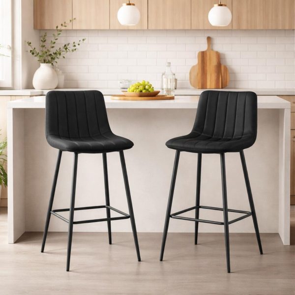 Scaun de bucatarie/bar, Artool, Pozza, catifea neagra, picioare metal negru, 43x35x104 cm