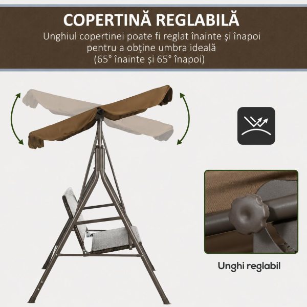 Balansoar gradina, maro si negru, 167x112x153 cm, ratan sintetic, max 240 kg, Terranova