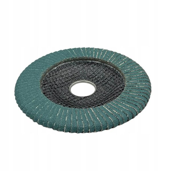 Disc lamelar cu lamele rotunjite peste margine pentru slefuirea sudurilor de colt si a zonelor greu accesibile, 125 mm, granulatie P40, inox, Germaflex