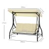 Balansoar gradina, 3 locuri, bej, 195x117x175 cm, functie pat, max 240 kg, Teko