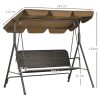 Balansoar gradina, maro si negru, 167x112x153 cm, ratan sintetic, max 240 kg, Terranova