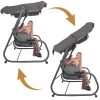 Balansoar gradina, Springos, 3 locuri, cu plasa insecte, gri si maro, 226x126x192 cm, functie pat, perne, max 260 kg, Diana