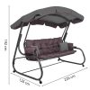 Balansoar gradina, Springos, 3 locuri, cu plasa insecte, gri si maro, 226x126x192 cm, functie pat, perne, max 260 kg, Diana