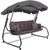 Balansoar gradina, Springos, 3 locuri, cu plasa insecte, gri si maro, 226x126x192 cm, functie pat, perne, max 260 kg, Diana