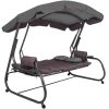 Balansoar gradina, Springos, 3 locuri, cu plasa insecte, gri si maro, 226x126x192 cm, functie pat, perne, max 260 kg, Diana
