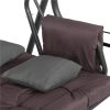 Balansoar gradina, Springos, 3 locuri, cu plasa insecte, gri si maro, 226x126x192 cm, functie pat, perne, max 260 kg, Diana