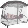 Balansoar gradina, Springos, 3 locuri, cu plasa insecte, gri si maro, 226x126x192 cm, functie pat, perne, max 260 kg, Diana
