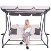 Balansoar gradina, Springos, 3 locuri, ecru si gri, 194x122x167-200 cm, functie pat, max 280 kg, Venetia