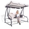 Balansoar gradina, Springos, 3 locuri, ecru si gri, 194x122x167-200 cm, functie pat, max 280 kg, Venetia