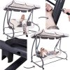 Balansoar gradina, Springos, 3 locuri, ecru si gri, 194x122x167-200 cm, functie pat, max 280 kg, Venetia