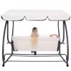 Balansoar gradina, Springos, 3 locuri, ecru si gri, 194x122x167-200 cm, functie pat, max 280 kg, Venetia