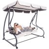 Balansoar gradina, Springos, 3 locuri, ecru si gri, 194x122x167-200 cm, functie pat, max 280 kg, Venetia