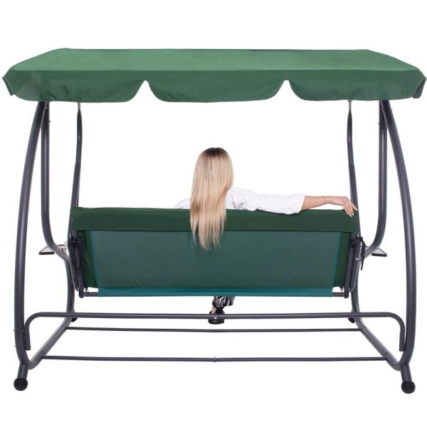 Balansoar gradina, Springos, 3 locuri, verde, 194x122x167-200 cm, functie pat, max 280 kg, Venetia