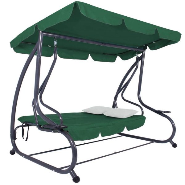 Balansoar gradina, Springos, 3 locuri, verde, 194x122x167-200 cm, functie pat, max 280 kg, Venetia