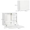 Birou de perete, suspendat, pliabil, MDF, cu raft, alb, max 40 kg, 60×21.5×50 cm