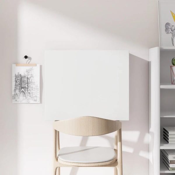 Birou de perete, suspendat, pliabil, MDF, cu raft, alb, max 40 kg, 60×21.5×50 cm