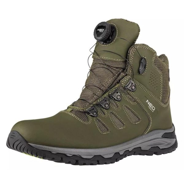 Bocanci de lucru, O2, SR, FO, sireturi cu buton de blocare, piele nabuc, marimea 45, NEO