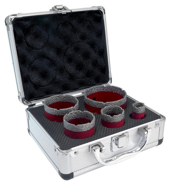 Carote diamantate profesionale, M14, set 5 buc, 20-68 mm, cu disc diamantat subtire, 125 mm