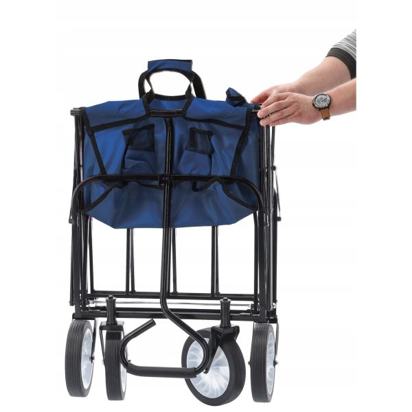 Carucior de gradina, pliabil, Chomik, albastru, max 70 kg, 116x54x90 cm