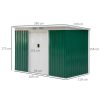 Casuta/magazie/sopron de gradina pentru depozitare unelte, otel, verde, 280x130x172 cm