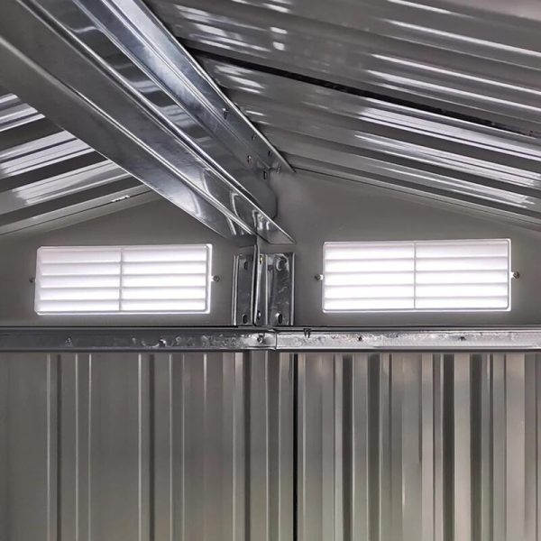 Casuta/magazie/sopron de gradina pentru depozitare unelte, cu structura baza inclusa, otel si PP, gri, 152x132x188 cm
